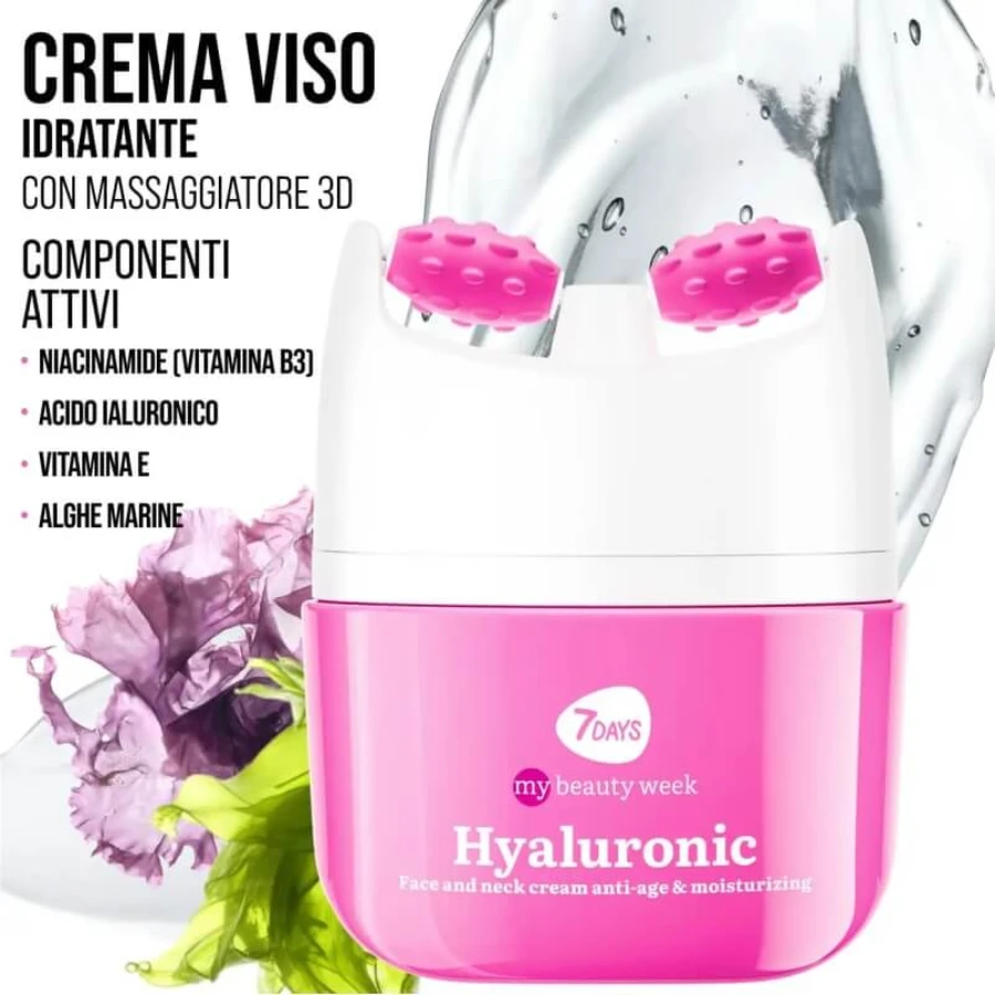 7days Hyaluronic - Crema hidratante facial con rodillo, 40 ml