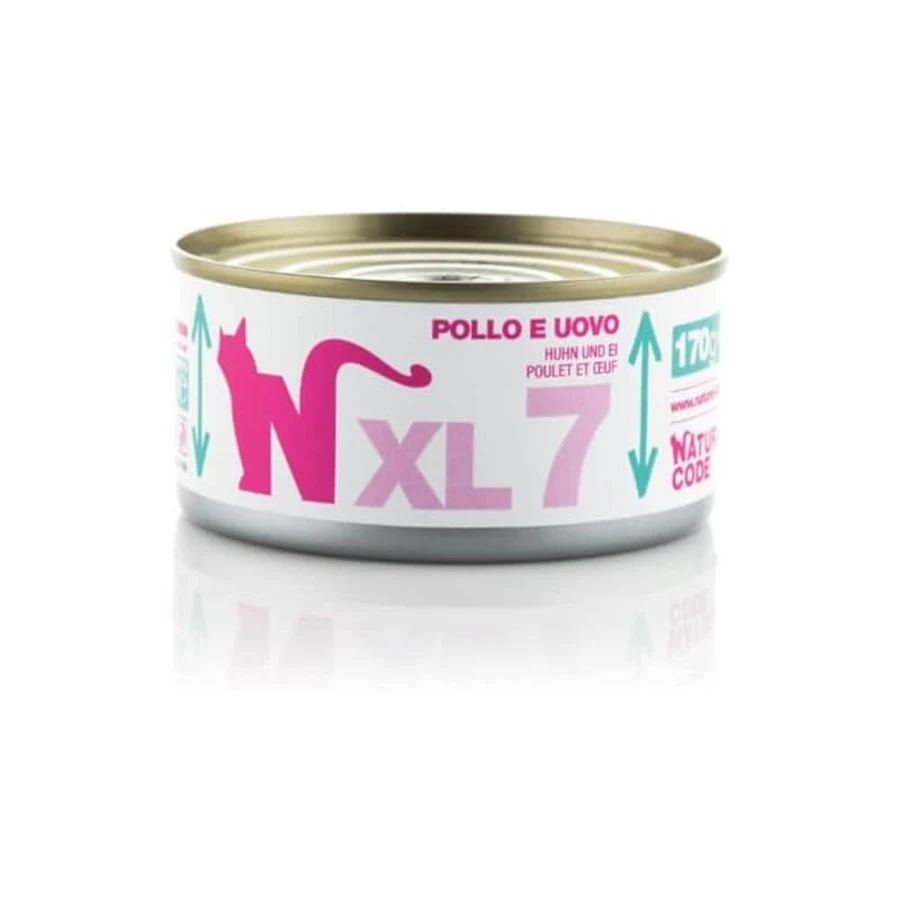 Natural Code XL 7 Poulet & Œuf - Aliment complet pour chats adultes, 170 g