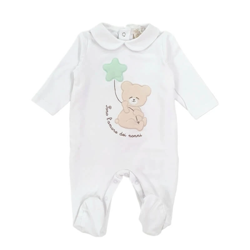 Blauwe Nanan-onesie met het borduursel „Ik ben de lieveling van oma en opa“, katoenen jersey, maat 3 maanden, 62 cm