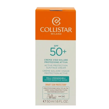 Collistar SPF 50+ Crema solar facial activa para pieles hipersensibles, protección muy alta, 50 ml