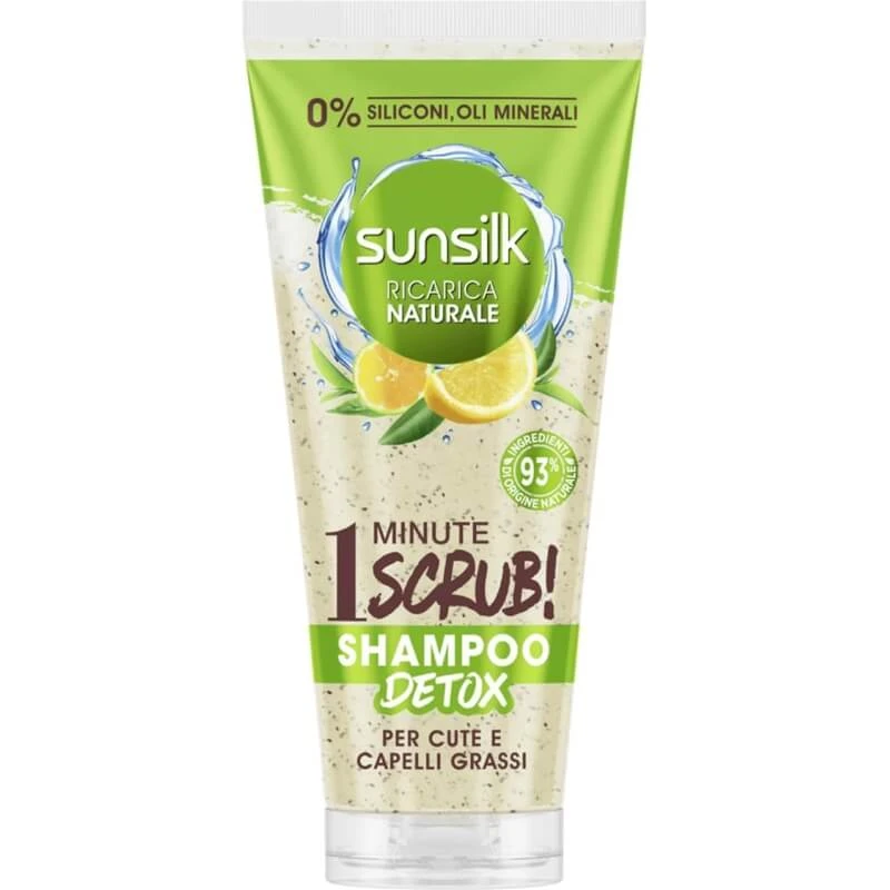 Sunsilk 1-Minute Scrub - Shampoo voor een vette hoofdhuid en vet haar, 200 ml