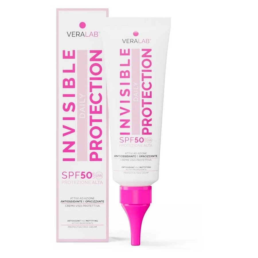 Veralab SPF 50 Onzichtbare zonnebrandcrème voor dagelijks gebruik voor het gezicht met matterende ingrediënten, hoge beschermingsfactor, 50 ml