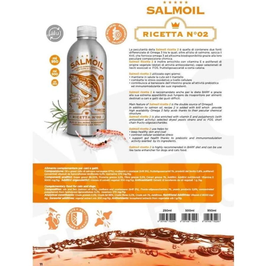 Necon Pet Food Necon Salmon Recipe No. 2 - Complementary Food for Dogs and Cats, 950 ml