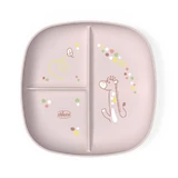 Assiette à compartiments Chicco - Assiette rose à 3 compartiments, à partir de 12 mois
