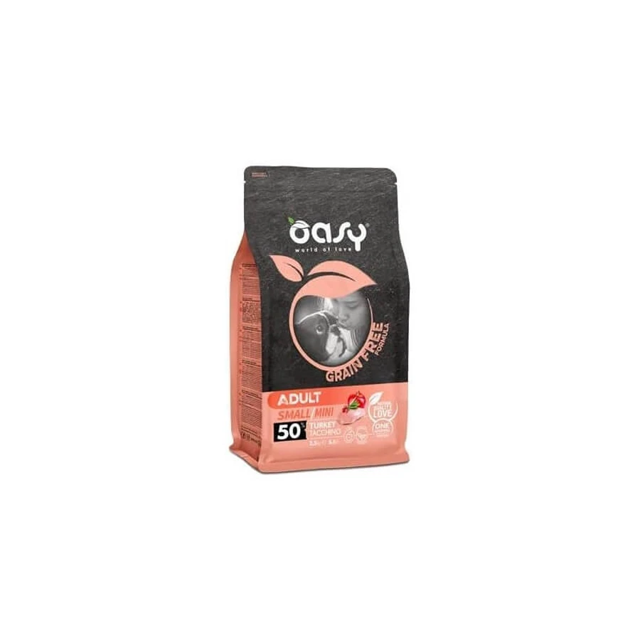 Oasy Adult Dog Grain-Free Small-Mini Turkey – Compleet voer voor kleine volwassen honden, 800 g