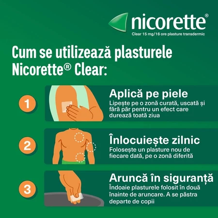 Nicorette Clear 15 mg, 4 x 7 patches, McNeil