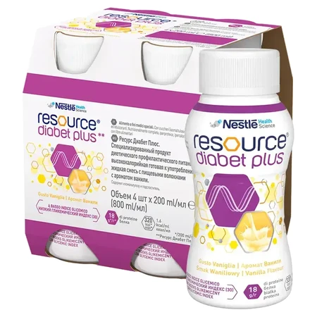 Resource Diabet Plus, Vanillegeschmack, 16 x 200 ml, Nestlé