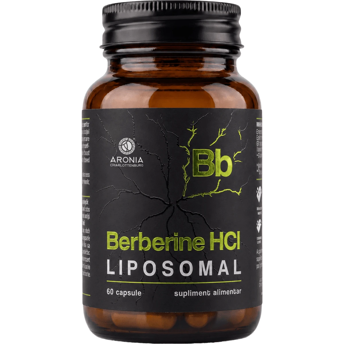 Liposomaal berberine-HCl — 60 capsules met berberine in liposomale vorm, ter ondersteuning van de stofwisseling, een normale bloedsuikerspiegel en een evenwichtige voeding