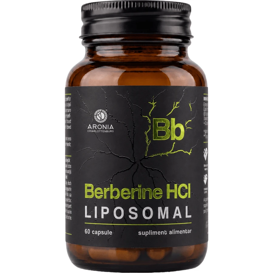 Berberine HCl Liposomal — 60 capsule cu Berberină în format lipozomal, pentru susținerea metabolismului, glicemiei normale și echilibrului alimentar