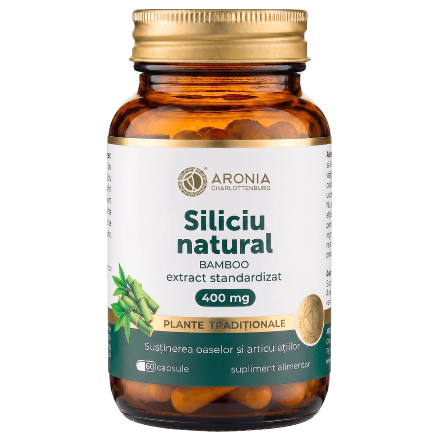 Natürliches Silizium 400 mg – 60 Kapseln mit standardisiertem Extrakt aus jungen Bambussprossen, für Knochen, Gelenke und Bewegungsfreiheit | Traditionelle Kräuter