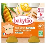 Babybio Sweet Corn with Chicken, 8 Months and Up, Organic, 2 Jars of 200 g