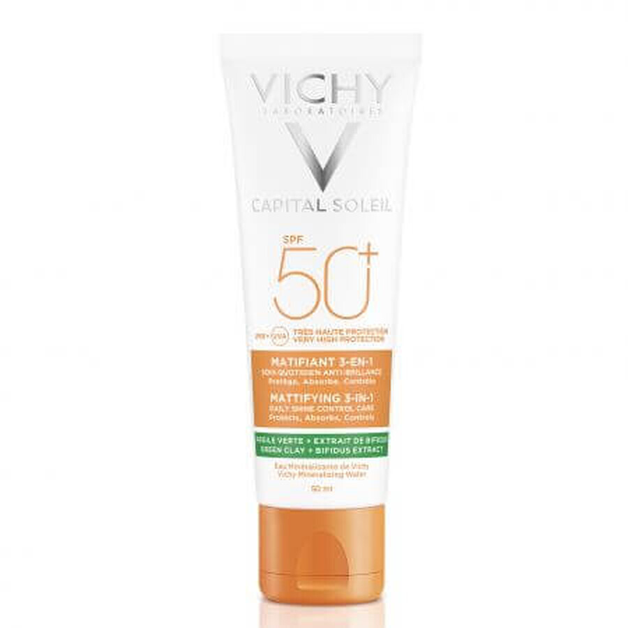 Vichy Capital Soleil 3 en 1 Crème matifiante anti-brillance avec SPF 50+, 50 ml