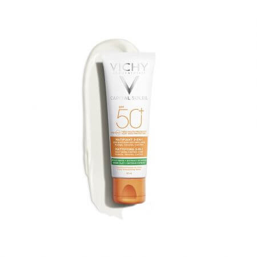 Vichy Capital Soleil 3 in 1 Anti-Glanz Mattierende Creme mit SPF 50+, 50 ml