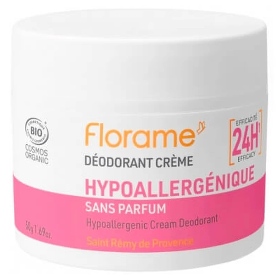Florame, deodorante in crema biologico ipoallergenico 24 ore, 50 g
