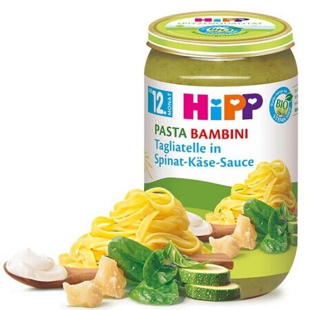 Meniu paste Tagliatelle cu sos de spanac si branza, 250 g, Hipp