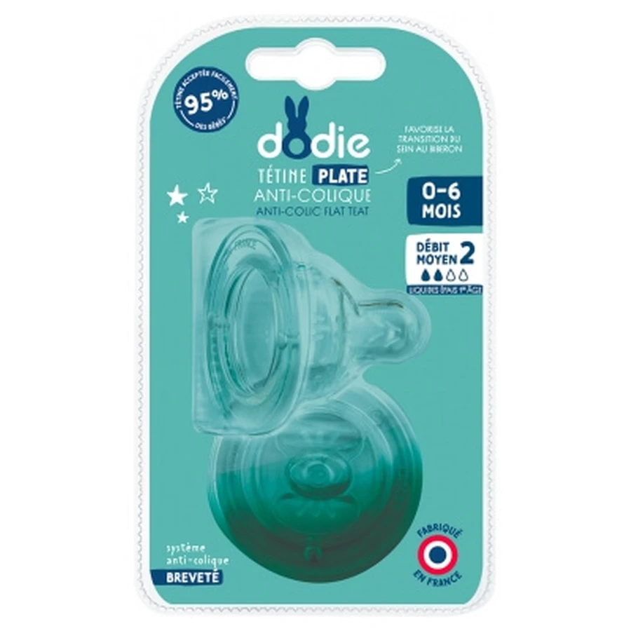 Dodie Sensation+ 2 Suzete plate cu gât larg 0-6 luni Debit 2 Mediu