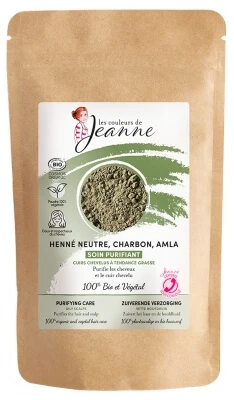 Jeanne's Colors: Zuiverende behandeling met neutrale henna, houtskool en biologische amla, 100 g