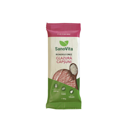 Rondelles de riz avec un glaçage à la fraise, 66 g, Sanovita