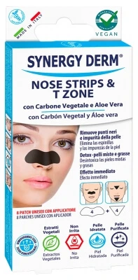 Incarose Synergy Derm-neusstrips met houtskool voor de neus en de T-zone, 8 strips