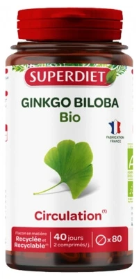 Superdiet Biologische Ginkgo Biloba, 80 tabletten