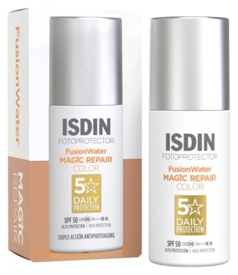 Isdin Fusion Water Magic Repair getinte zonnebrandcrème SPF 50, 50 ml