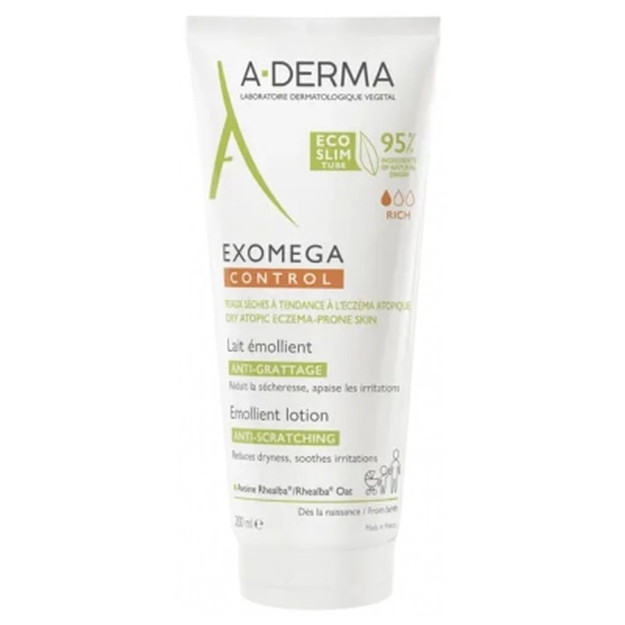 A-DERMA Exomega Control Anti-Juckreiz-Pflegelotion, umweltfreundliche Tube, 200 ml