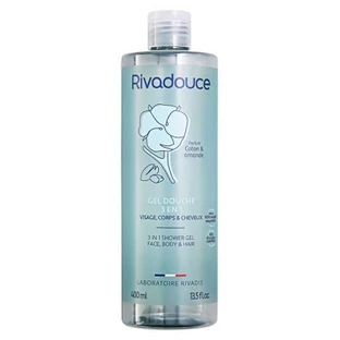 Gel doccia 3 in 1 al cotone e mandorla Rivadouce, 400 ml