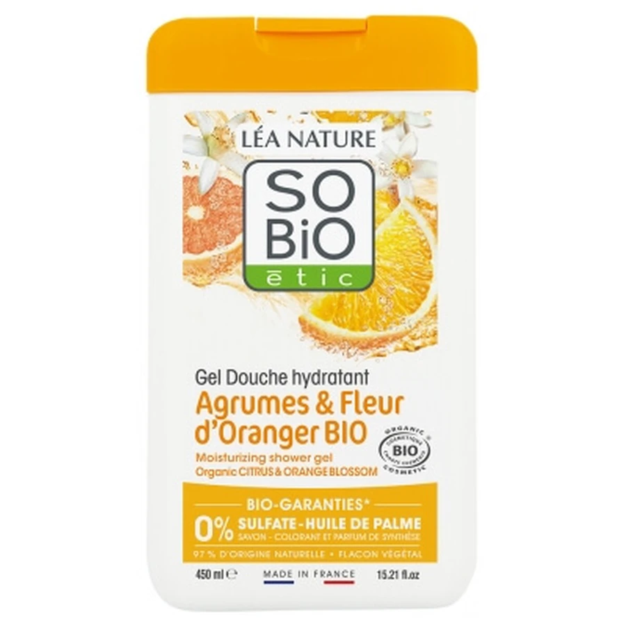 Léa Nature SO BIO étic Gel de duș hidratant cu citrice și floare de portocal organic 450 ml