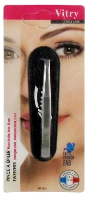 Vitry Face Care roestvrijstalen pincet met rechte punt, 8 cm