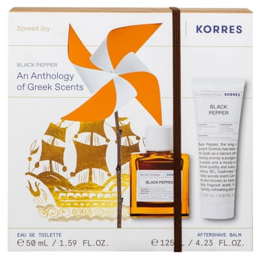 Korres Black Pepper Eau de Toilette 50 ml + Black Pepper aftershavebalsem 125 ml