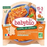 Lasaña Babybio con salsa boloñesa y de tomate, de 15 meses a 3 años, ecológica, 200 g