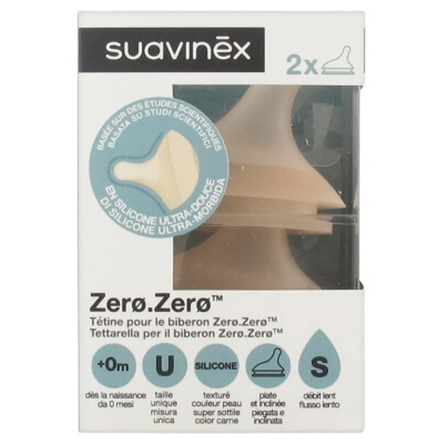 Suavinex Zero.Zero 2 Slow-Flow Nipples, 0 Months and Up