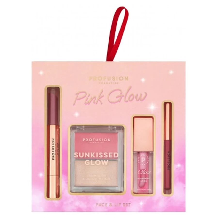 Set de regalo «Pink Glow» para rostro y labios de Profusion Cosmetics