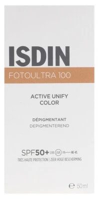Isdin FotoUltra 100 Getinte depigmenterende gezichtszonnebrandcrème SPF 50+ 50 ml