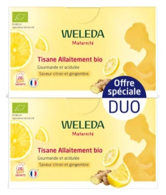 Weleda Maternity Biologische kruidenthee met citroen en gember voor tijdens de borstvoeding, verpakking van 2 x 20 theezakjes
