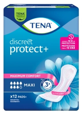 Tena Discreet Protect+ Maxi 12 absorberende inlegkruisjes