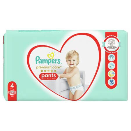 Premium Care pants diapers, No.4, 9-15 kg, 58 pcs, Pampers