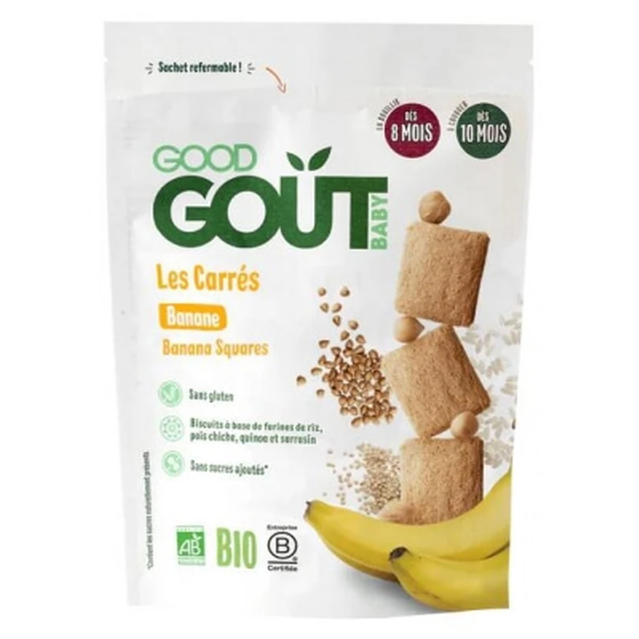 Good Goût Biologische Bananenblokjes, voor baby’s vanaf 8 maanden, 50 g