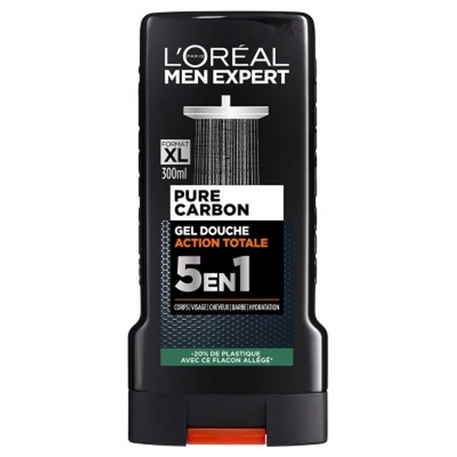 L'Oréal Paris Men Expert Pure Carbon Gel de duș cu acțiune totală 5 în 1, 300 ml