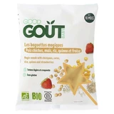 Good Goût Magic Sticks mit Kichererbsen, Mais, Reis, Quinoa und Erdbeeren – für Babys ab 10 Monaten – Bio – 35 g