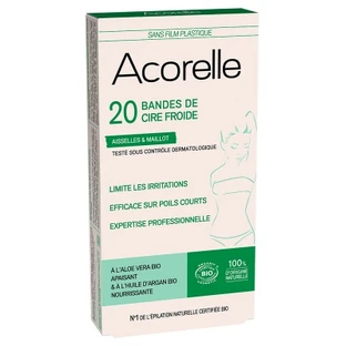 Acorelle biologische koudwaxstrips voor de oksels en de bikinilijn, 20 strips