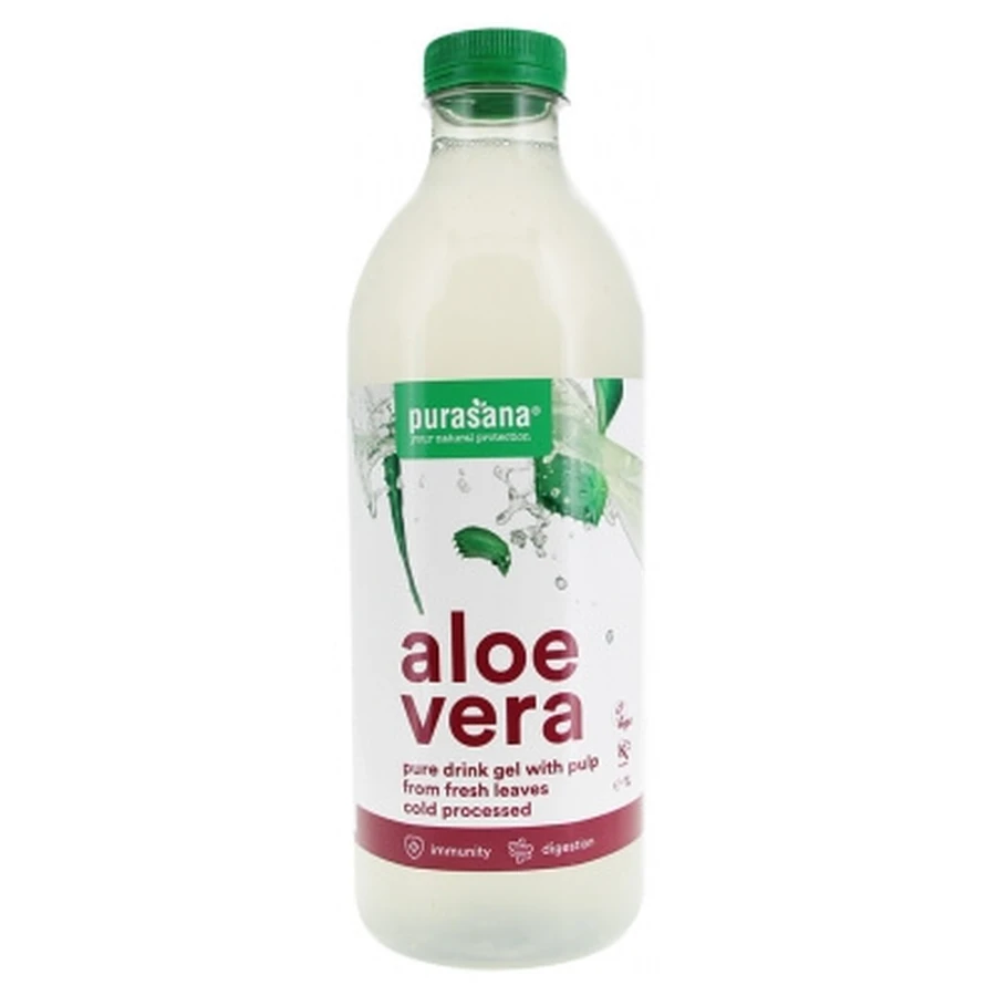 Purasana Biologische Aloë Vera-gel om te drinken met vruchtvlees, 1 L