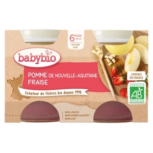 Babybio Appel-Aardbei, vanaf 6 maanden, biologisch, 2 potjes van 130 g