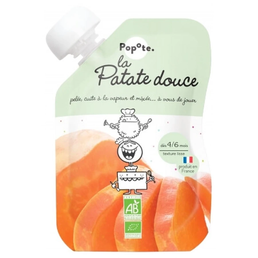 Puré de boniato ecológico Popote Gourde, para bebés de 4 a 6 meses en adelante, 120 g