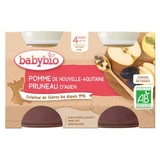 Babybio Apple and Prune, 4 Months and Up, Organic, 2 Jars of 130 g Each