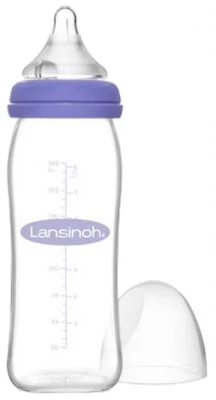 Lansinoh Natural Wave glazen fles, gemiddelde doorstroming, 240 ml