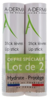 A-DERMA lippenbalsem, 2-pack (elk 4 g)