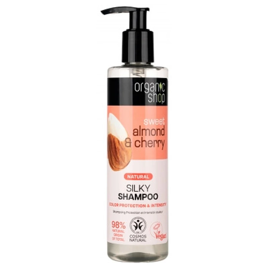 Organic Shop - Shampoo protettivo e ravvivante al colore con mandorle e ciliegia, 280 ml