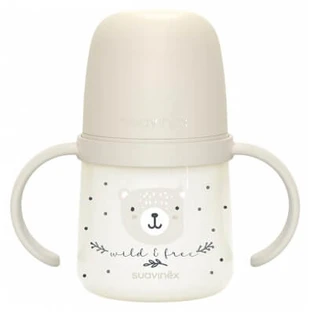Suavinex Night & Day-babyfles met handvatten en zachte tuit, 150 ml, vanaf 6 maanden