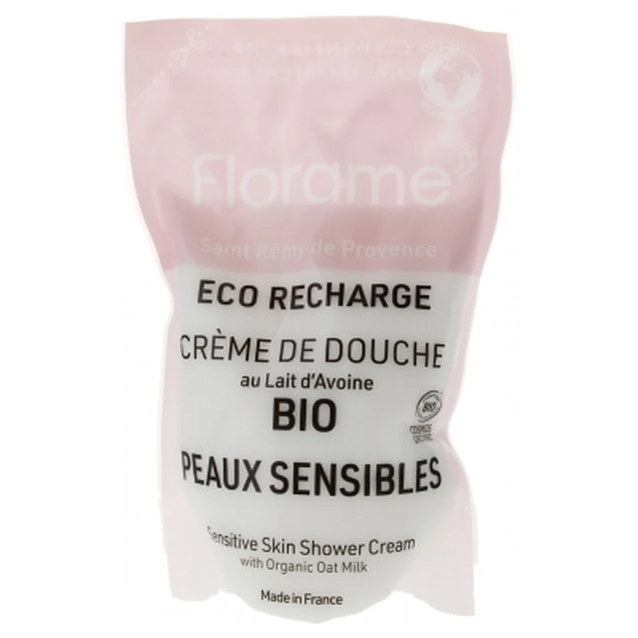 Florame Douchecrème met havermelk voor de gevoelige huid, navulbaar, biologisch, Eco-Refill, 700 ml